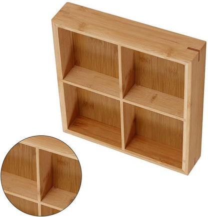 Divided Wooden Tray Multi Compartments Serving Tray for Hot Pot Sushi Restaurants Wood Platter for Food Presentation and Organization (4 Compartments)