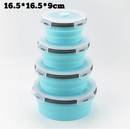 3-Piece Collapsible Food-Storage-Container Set – Foldable Meal Prep Containers Reusable, Stackable Bowls,Green