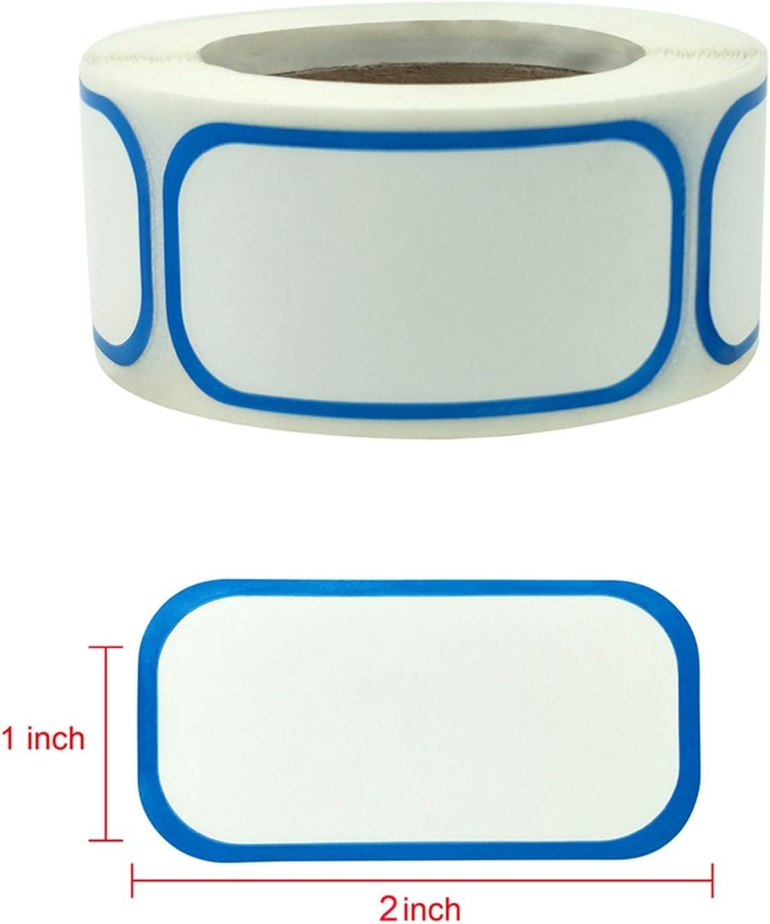 Food Storage Labels 300 Pcs, 2.5x5 cm Blank Date Stickers for Refrigerator Jars, Waterproof Self-Adhesive Kitchen Label Roll for Food Rotation, BPA, Blue and White