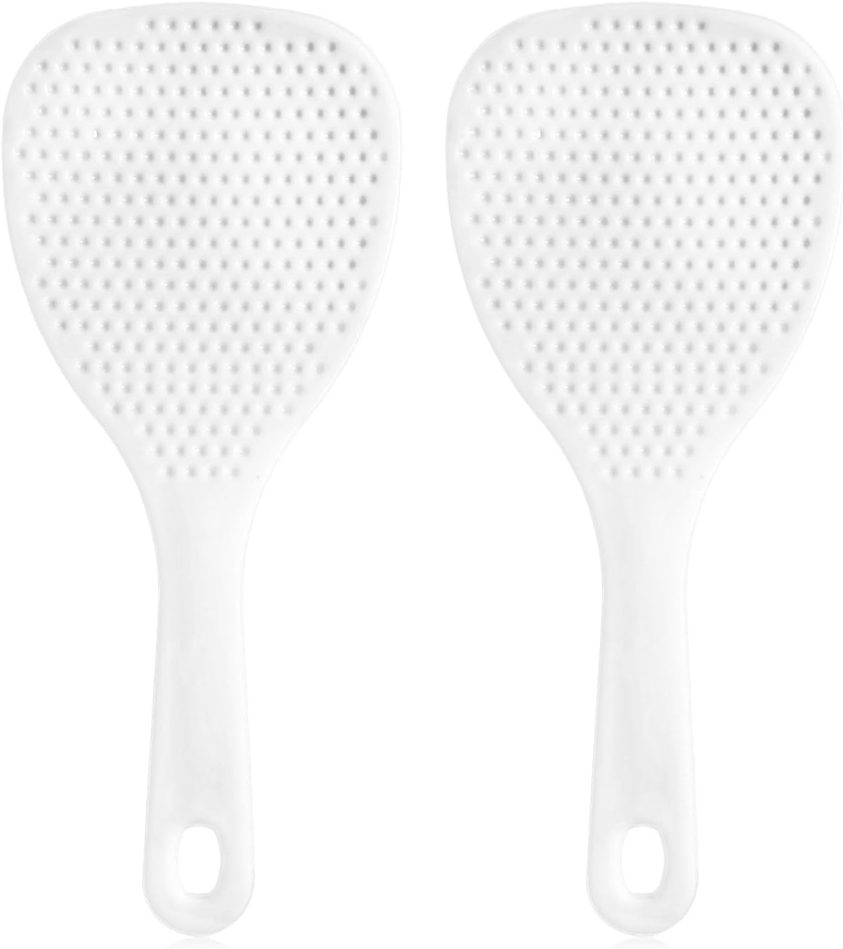 2 Pcs White Plastic Rice Paddle Spoon, 7.5 Inch Non-Stick Rices Paddle