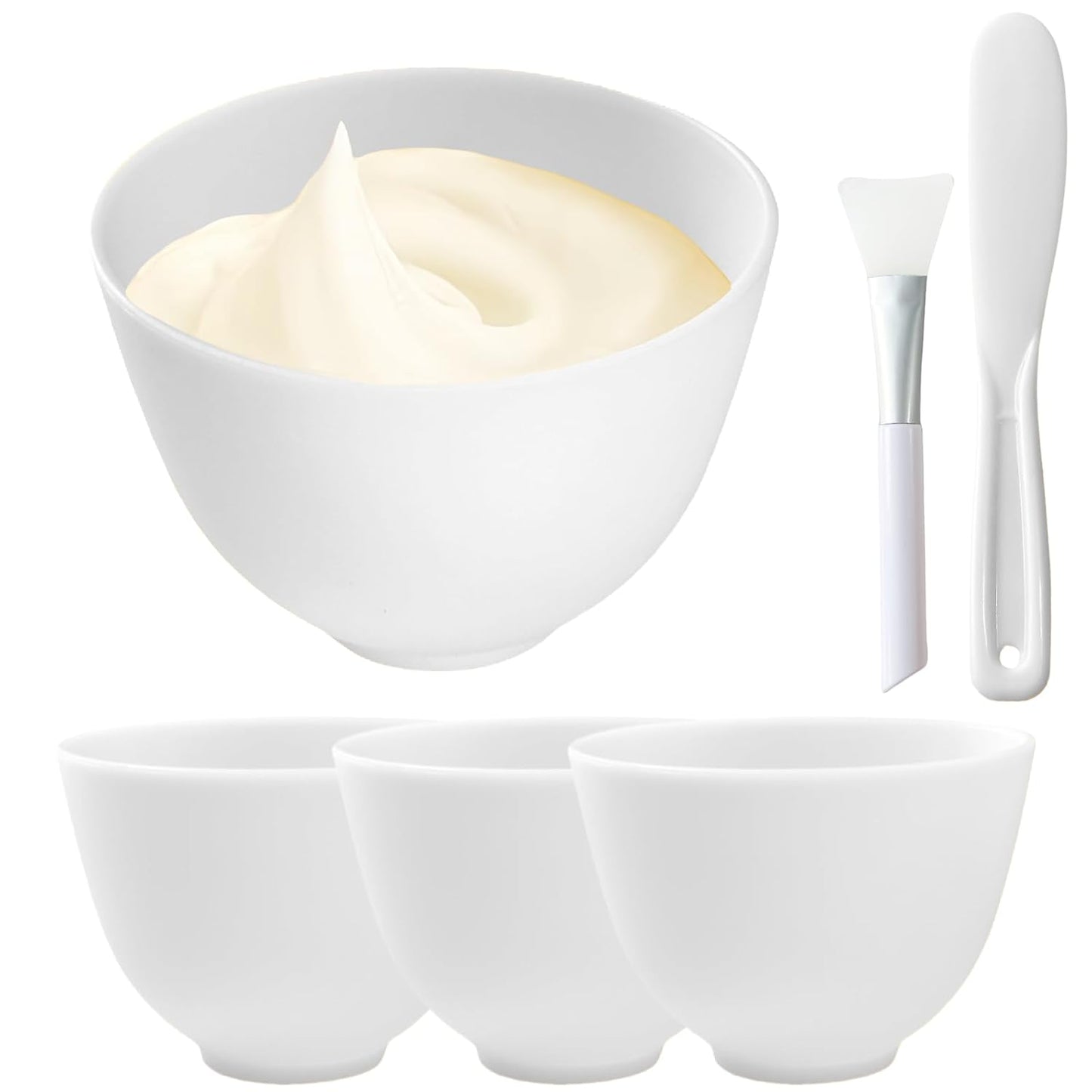 6Pcs Silicone Mixing Bowls, Silicone Bowls for Facials, DIY Face Mask Mixing Bowl for Home Salon Spa Face Skin Applicator Bowl, Black