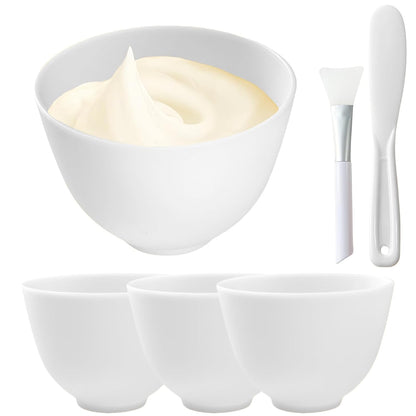 6Pcs Silicone Mixing Bowls, Silicone Bowls for Facials, DIY Face Mask Mixing Bowl for Home Salon Spa Face Skin Applicator Bowl, Black