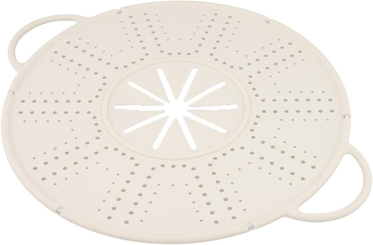 Silicone Spill Stopper Lid with Steam Vent and Double Handles, Heat Resistant Pot Cover for Cooking and Steaming, Dishwasher Safe Kitchen Gadget, 13.4 x 10.8 Inch, Black(white)