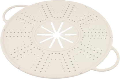 Silicone Spill Stopper Lid with Steam Vent and Double Handles, Heat Resistant Pot Cover for Cooking and Steaming, Dishwasher Safe Kitchen Gadget, 13.4 x 10.8 Inch, Black(white)