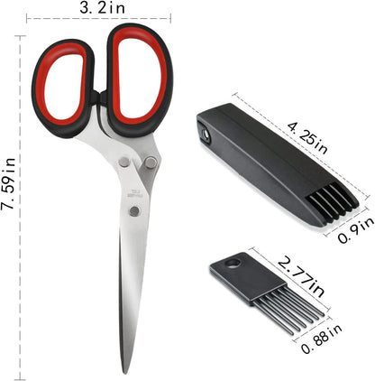 5-Blade Herb Cutter Scissors with Safety Cover, Cleaning Comb - Green