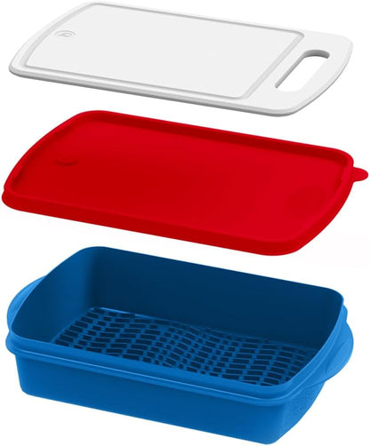 Mr. Bar-B-Q - Prep and Slice Tray Set (Includes Built-in Cutting Board + Marinade Container)