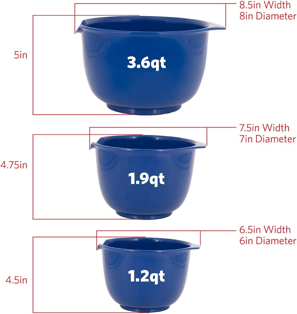 Glad Mixing Bowls with Pour Spout, Set of 4 - Nesting Plastic Bowls (1.2qt, 1.9qt, 2.8qt, and 3qt with Handle) - Non Slip Base, Dishwasher Safe Kitchen Cooking and Baking Supplies, Green
