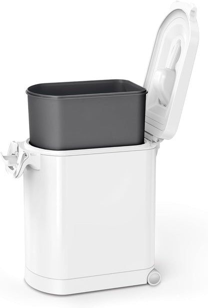 simplehuman 25 Liter, 27 lb / 12.2 kg Medium Pet Food Storage Container for Dog Food, Cat Food, and Bird Feed, Alloy Steel, Matte Black