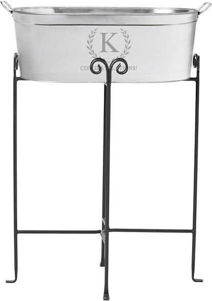 Let's Make Memories Personalized Beverage Tub - Custom Beverage Tub - Customize With Name & initial - Galvanized Drink Tub - 20 ¾"L x 11 ¾"W x 7" H - 5.5 Gallons