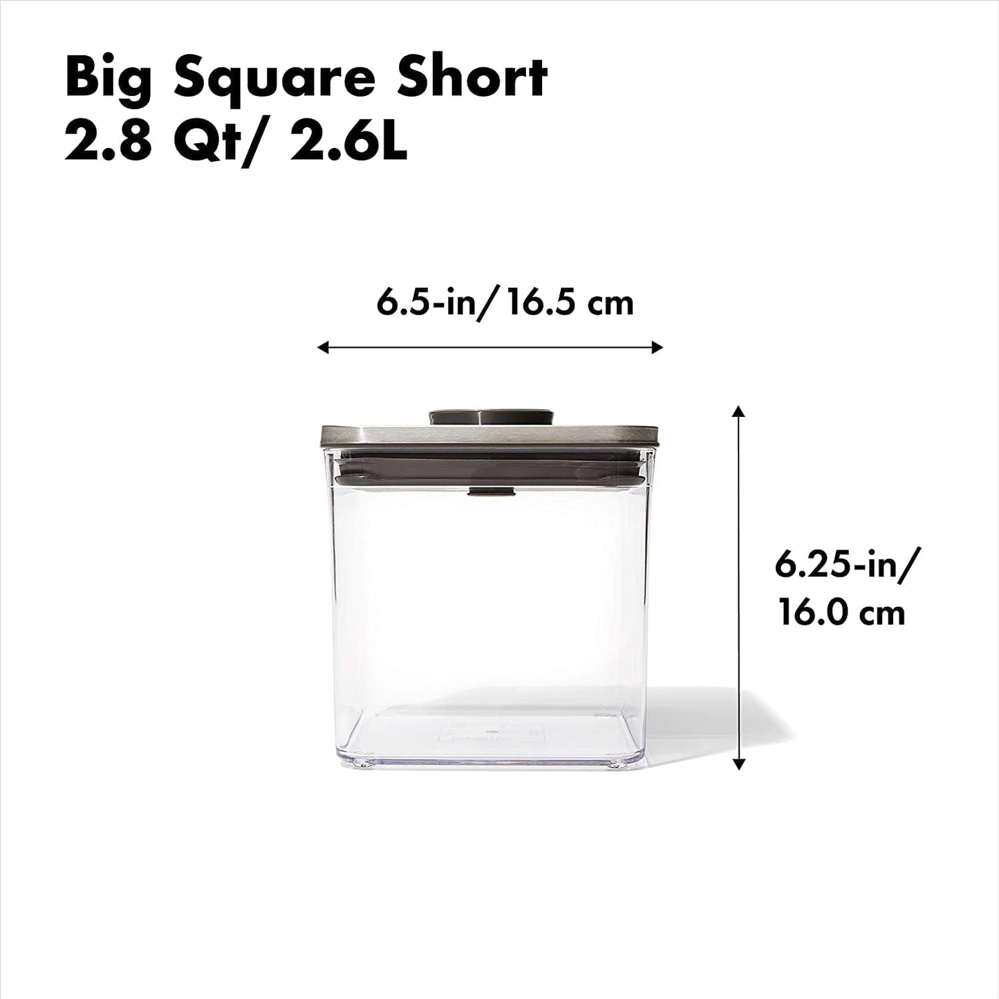 OXO Steel POP Container Big Medium Square - 4.4 Qt for Flour, Sugar and More,Grey