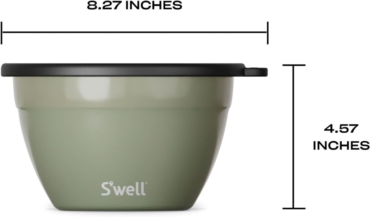 S'well Stainless Steel Salad Bowl Kit 64oz, Peacock Blue, Comes with 2oz Mini Canister and Removable Tray for Organization, Leakproof, Easy to Clean, Dishwasher Safe