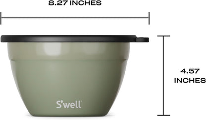 S'well Stainless Steel Salad Bowl Kit 64oz, Peacock Blue, Comes with 2oz Mini Canister and Removable Tray for Organization, Leakproof, Easy to Clean, Dishwasher Safe