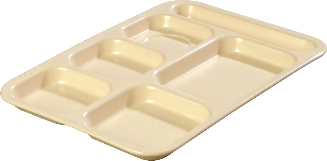 Carlisle FoodService Products Melamine Lunch Tray with 4 Compartments, Right Handed Cafeteria Tray with Divided Compartments for Food, 10" x 9.75", Dark Blue