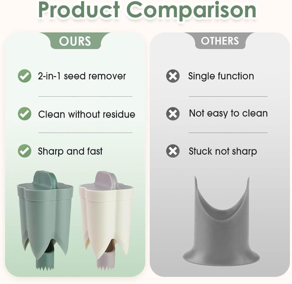 Pepper Seed Corer Remover,2025 Upgraded 2-In-1 Bell Pepper Cutter & Deseeder for Effortless,Fruit Pepper Corer, Kitchen Gadgets for Bell Pepper Jalapeno Bitter Melon Corers (White)