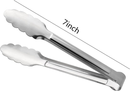 Serving Tongs,Buffet Tongs, ACAUTO Stainless Steel Food Tong Serving Tong Small Serving Tongs Stainless Steel Mini Appetizer Tongs, Set of 6 (5 Inch(12 Pack))