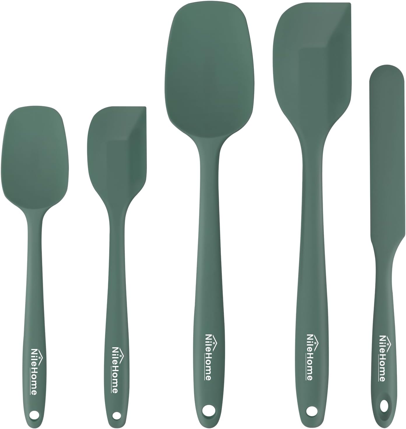NileHome Silicone Spatula Set, 6 Pieces Food Grade Kitchen Utensils with Silicone Brush Heat Resistant Up to 600°F Dishwasher Safe BPA-Free Rubber Spatula for Scraping, Baking, Cooking, Mixing-Black