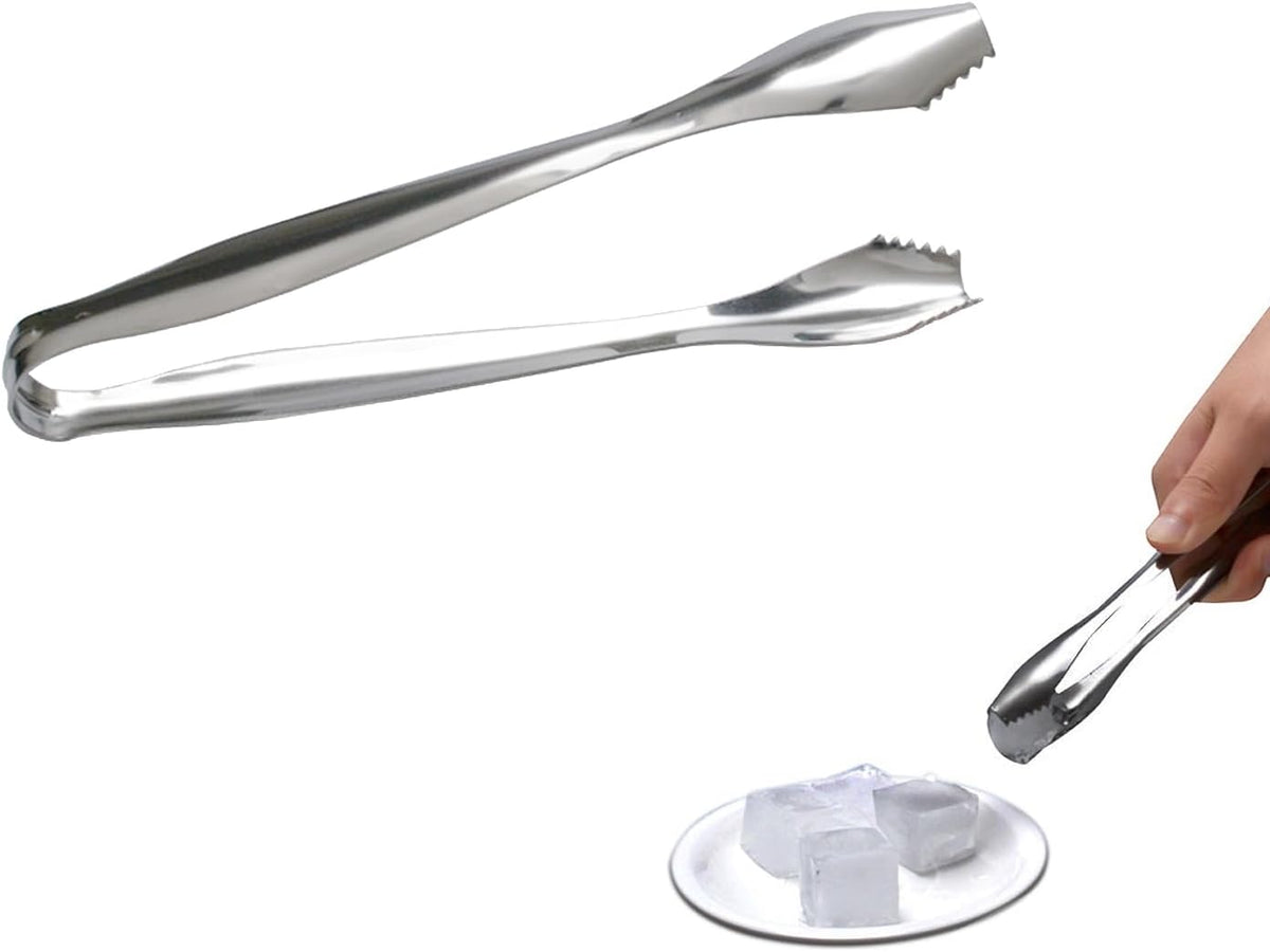 Ice Tongs for Bar Bucket Silver Cube Tongs Small Solid Copper Press Steel Ice Gripper Ideal for Ice Balls Sugar Cubes 7Inch Stainless Steel Tongs for Cocktail Kitchen Use