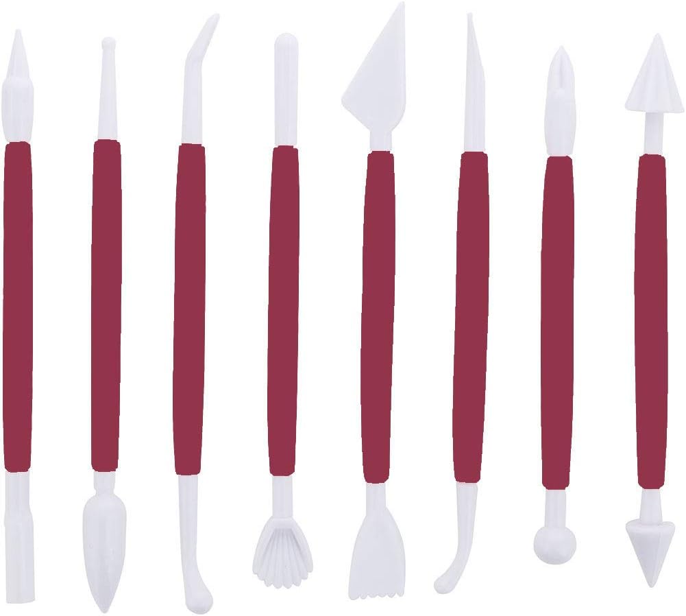 ScivoKaval Marshmallow Fondant Cake Decorating Hand Tool 12 Pcs 5 Sets Sugarcraft Gumpaste Icing Smoother Rolling Pin Trimmer Cutter Embosser Flower Scissor Modelling Accessories Supplies Kit Multi