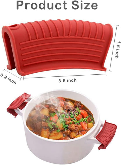 3 Pack Silicone Cast Iron Skillet Handle Cover - Heat Resistant Pot Handle Sleeve Grip for Frying Pans, Griddles, Dutch Ovens & Baking Sheets (Red)