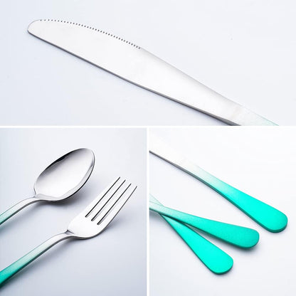 Travel Utensils Set with Case Reusable Portable Cutlery Set Stainless Steel 8pcs Including Dinner Knife Fork Spoon Chopsticks Straws(Rainbow)