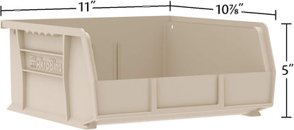 Akro-Mils 30235 AkroBins Plastic Storage Bins, Space-Saving Stackable Bins for Garage, Pantry, Craft Organization, 11" x 11" x 5", Clear, 6-Pack
