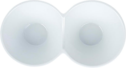 Restaurantware-9.1 x 4.9 x 2.3 Inch Double Dip Bowls, 1 Microwavable Condiment Server - 2 Compartments, Microwavable, White Porcelain Dip Tray, Dishwashable, For Snacks, Condiments, Or Toppings