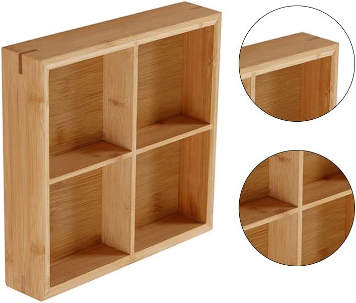 Divided Wooden Tray Multi Compartments Serving Tray for Hot Pot Sushi Restaurants Wood Platter for Food Presentation and Organization (4 Compartments)