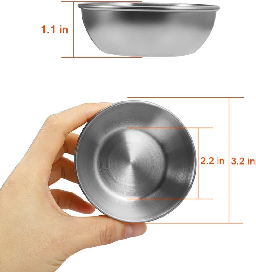 12 Pack 3.5inch Stainless Steel Sauce Dishes Mini Individual Saucers Bowl Round Seasoning Dishes Sushi Dipping Bowl Appetizer Plates, Sliver