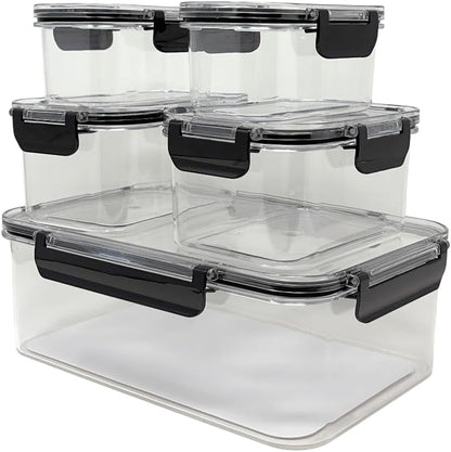10-Piece Airtight Food Storage Containers with Locking Lids, Reusable Meal Prep Containers, Leak-Proof, BPA-Free, Stackable, Durable Design, Freshness Sealed