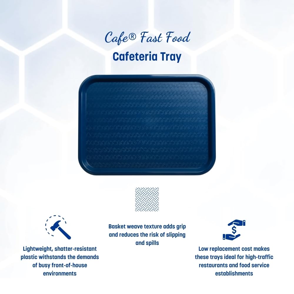 Carlisle FoodService Products CT101403 Cafe Standard Plastic Cafeteria/Fast Food Tray, NSF Certified, BPA Free, 14" Length x 10" Width, Black