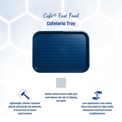 Carlisle FoodService Products CT101403 Cafe Standard Plastic Cafeteria/Fast Food Tray, NSF Certified, BPA Free, 14" Length x 10" Width, Black