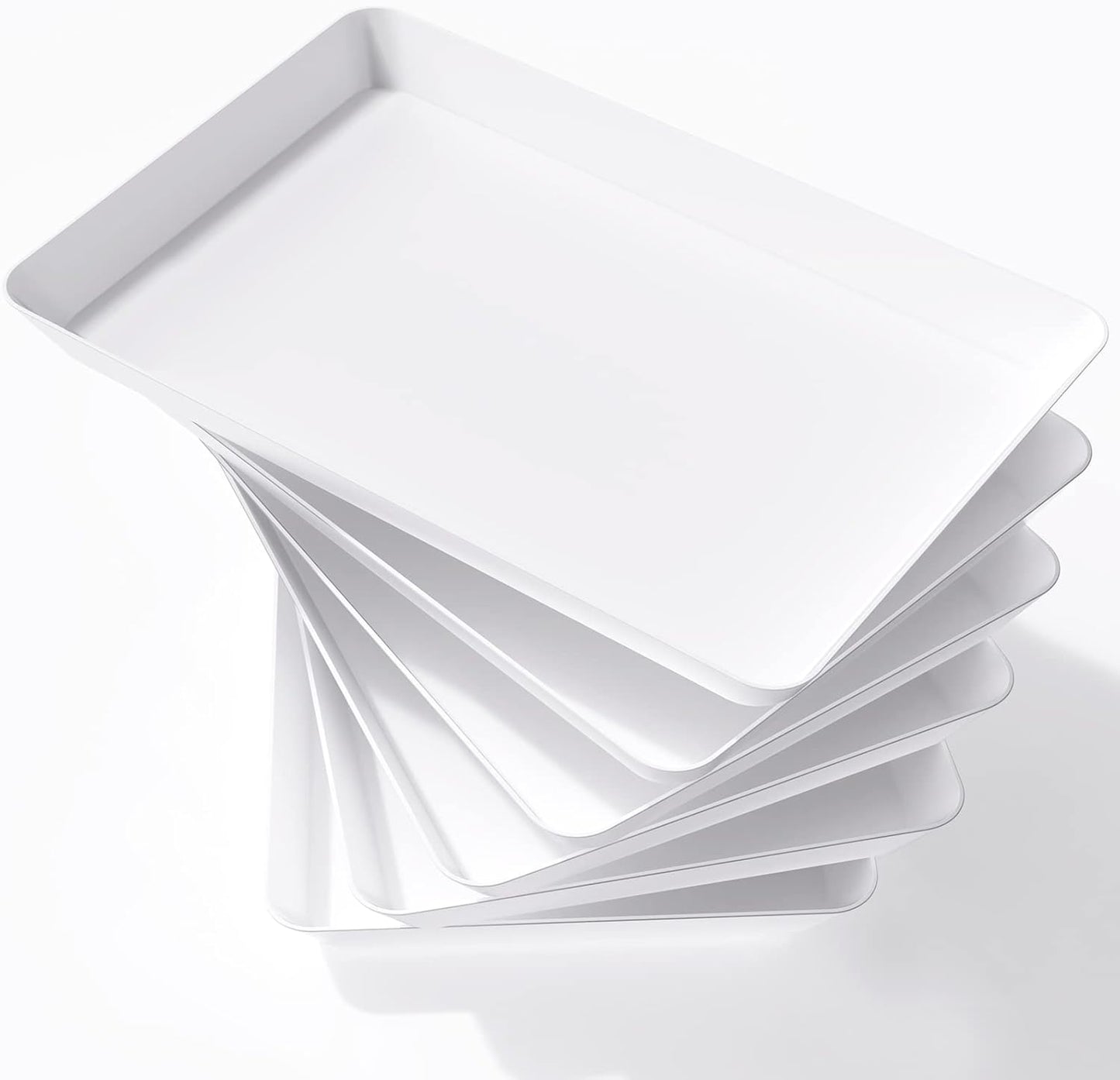 Lifewit Serving Tray for Party Supplies, Reusable Serving Platter for Catering, Snack, Fruit, Charcuterie, Appetizer, Plastic Food Trays, Hosting Essentials, BPA Free, White, 4 Pcs