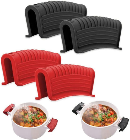 3 Pack Silicone Cast Iron Skillet Handle Cover - Heat Resistant Pot Handle Sleeve Grip for Frying Pans, Griddles, Dutch Ovens & Baking Sheets (Red)