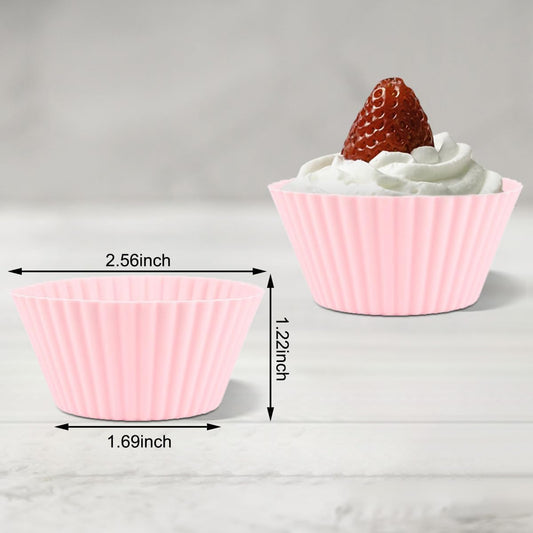 12-Pack Reusable Silicone Baking Cups – Non-Stick, 450°F Heat-Resistant, Dishwasher-Safe, Multicolor Muffin & Cupcake Liners for Baking, Parties, Holidays & Everyday Use