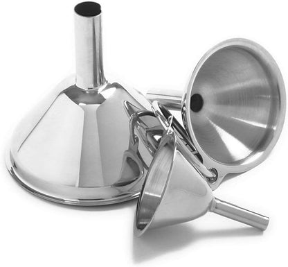 Norpro Stainless Steel Funnels, Set of 3, Silver