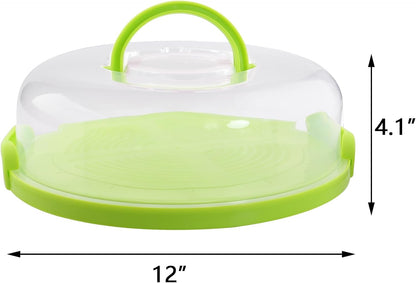 12inch Portable Pie Carrier with Lid and Cupcake Muffin Tart Cookie Keeper Food, for Wedding Party Baby Shower Party Christmas (Green)