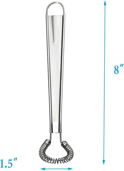 Stainless Steel Mini Spring Egg Beater Silicone Whisk Magic Hand Held Sauce Stirrer Blender Milk Frother Foamer Coffee Mixer (2Pack-Silicone+Steel coil)