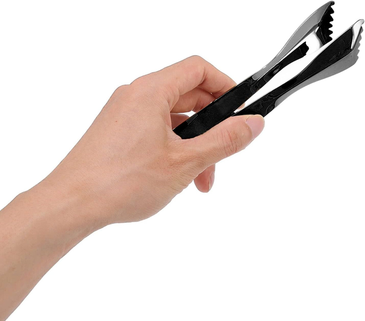 Ice Tongs for Ice Bucket, Serving Tongs, Bar Tongs, Food Grade Thicken Stainless Steel Prevents Slipping Sugar Food Tweezers for Home Kitchen Bar(Black)