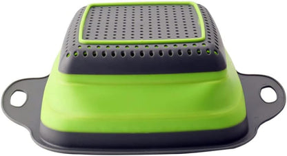 Collapsible Silicone Colander Strainer - Square - Green and Gray