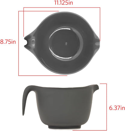 Glad Mixing Bowl with Handle – 3 Quart | Heavy Duty Plastic with Pour Spout and Non-Slip Base | Dishwasher Safe Kitchen Supplies for Cooking and Baking, Red