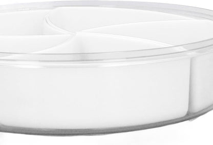 5 Grid Round Rotating Snack Box, Divided Food Storage Container With Lid & Handle, Multi - compartment Serving Tray for Fruit Nut Candy Snack Party Household Use (White)