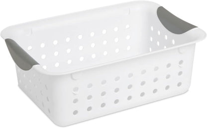 Sterilite 6-Pack Medium Ultra Basket, Open Top Plastic Storage Organizer, White - Classic Baskets for Organizing Countertops, Pantry Shelves, Kitchen Cabinets, Laundry Rooms or Home Offices