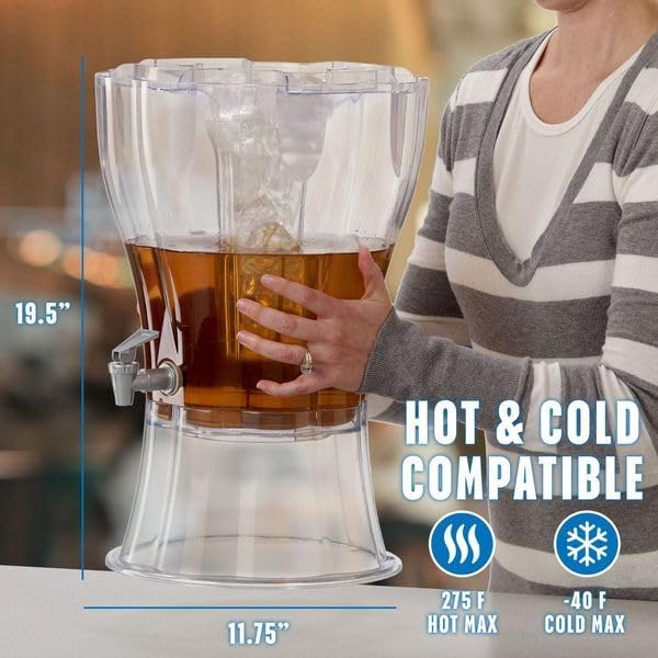 Buddeez 3.5 Gallon Beverage Dispenser with Stand - BPA-Free Tritan Drink Dispenser with Spigot, Ice Cone & Chalkboard Label for Parties, Weddings and Events