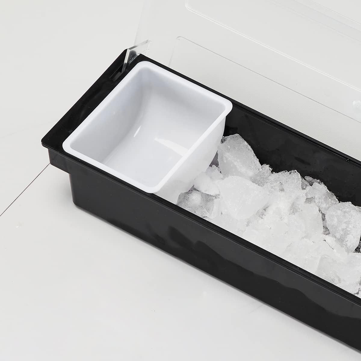 Ice Cooled Condiment Serving Container-6 Compartment Chilled Garnish Tray Bar Caddy with Hinged Lid (6 Compartments)