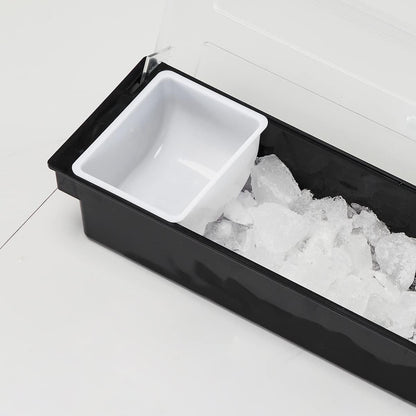 Ice Cooled Condiment Serving Container-6 Compartment Chilled Garnish Tray Bar Caddy with Hinged Lid (6 Compartments)