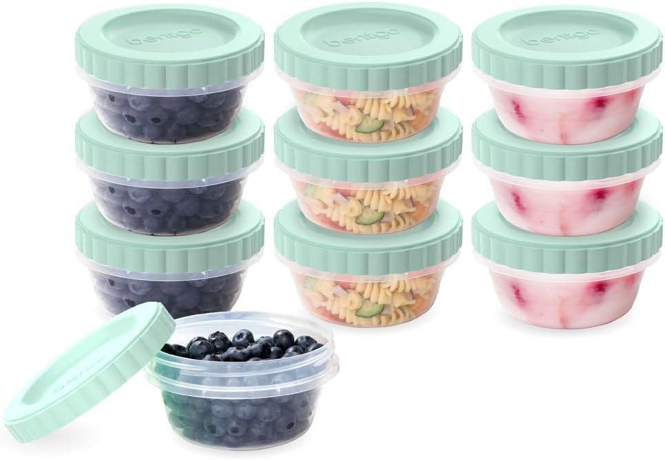 Bentgo Prep - 20 Piece 32 fl oz Leak-Proof Deli Containers with Lids, Food Storage for Meal Prep, Twist-Top, Reusable, PFAS & BPA-Free, Stackable, Microwave, Freezer & Dishwasher Safe (Aqua Splash)