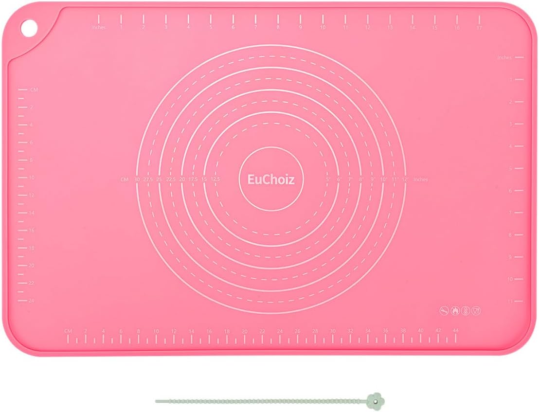 Silicone Pastry Mat 20"*16" Extra Thick Non Stick Baking Mat Food Grade Silicone Dough Rolling Bake Mat with Edge Heightening Blue
