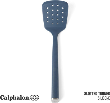 Calphalon Edge Silicone Spoon, Flexible Silicone Cooking Spoon with Reinforced Core, Heat-Resistant Nonstick-Safe Kitchen Spoon for Stirring, Mixing & Serving, Navy