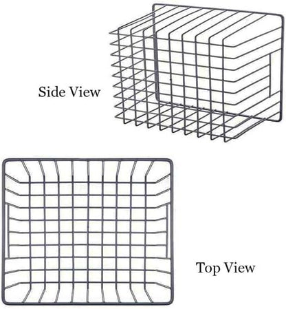 Slideep Wire Baskets Farmhouse Freezer Organizer Storage Bin Basket with Handles, Food Storage for Kitchen Cabinets, Pantry, Closet, Bedroom, Bathroom, Office 3 Pack