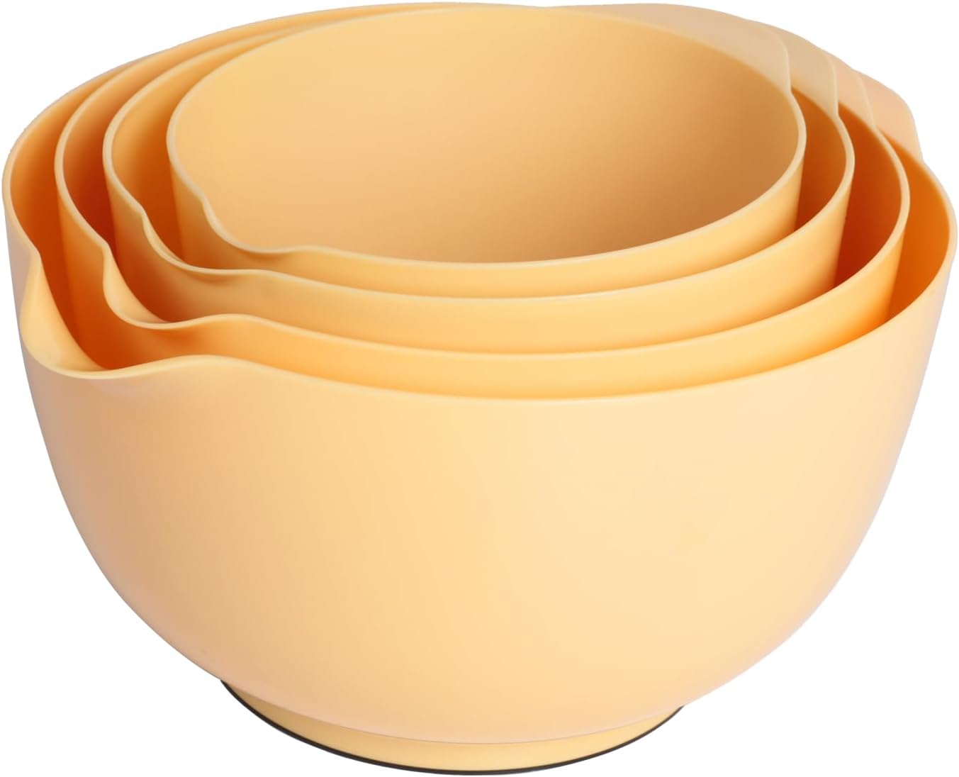 BoxedHome Nesting Plastic Mixing Bowl Set With Pour Spout, Microwave and Dishwasher Safe, BPA free Non-Slip Base, Set of 4 Size 1.7, 2.5, 3.5 and 4.5qt, Great for Prepping, Baking, Cooking (Dark Blue)